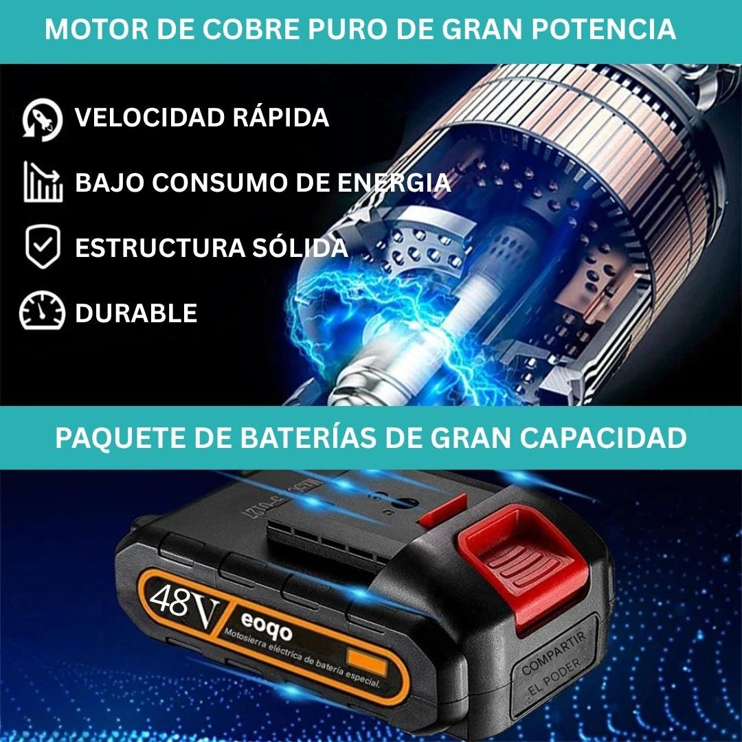 Mini Motosierra Eléctrica Portátil 48V | + 1 Batería + Maleta GRATIS | Noare