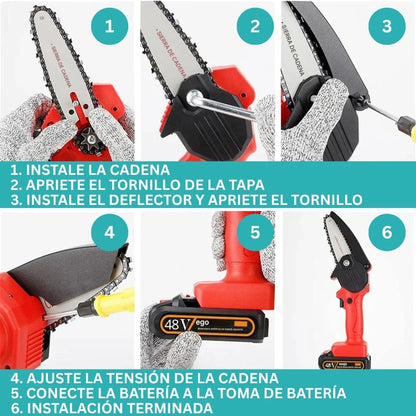 Mini Motosierra Eléctrica Portátil 48V | + 1 Batería + Maleta GRATIS | Noare