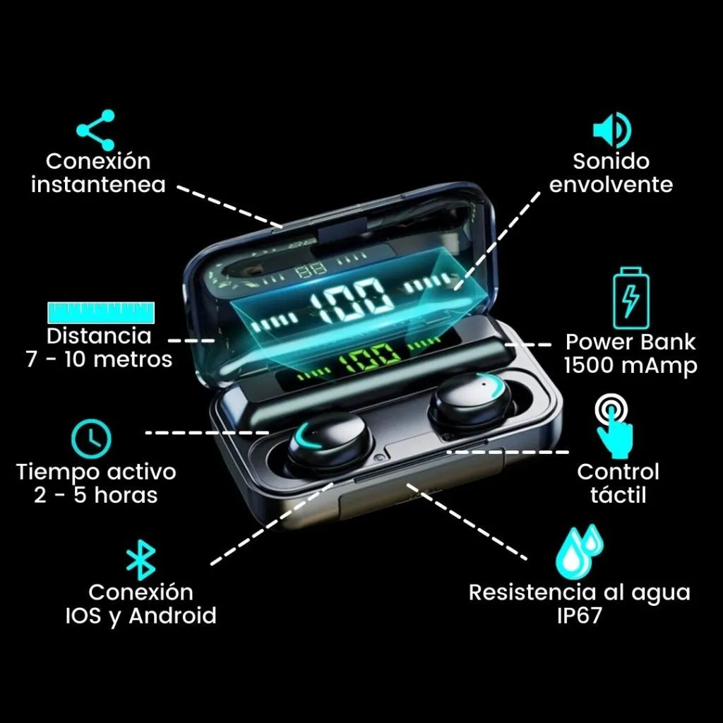 Auriculares F9-5 Inalámbricos | Hasta 90h Batería | Noare