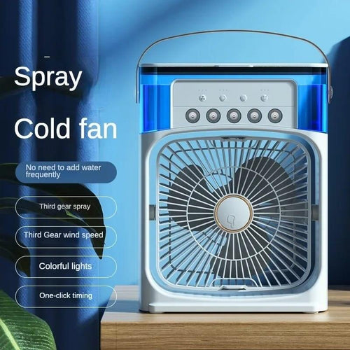 Ventilador Nebulizador RGB Noare – Aire Frío con Agua y Luz Nocturna (¡y recibe GRATIS un Ventilador Portátil con Pinza!)