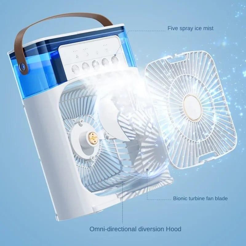 Ventilador Nebulizador RGB Noare – Aire Frío con Agua y Luz Nocturna (¡y recibe GRATIS un Ventilador Portátil con Pinza!)