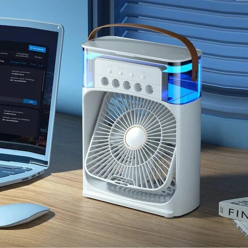 Ventilador Nebulizador RGB Noare – Aire Frío con Agua y Luz Nocturna (¡y recibe GRATIS un Ventilador Portátil con Pinza!)