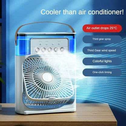 Ventilador Nebulizador RGB Noare – Aire Frío con Agua y Luz Nocturna (¡y recibe GRATIS un Ventilador Portátil con Pinza!)